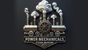 Power Mechanical Steam Museum logo featuring industrial steam-themed design elements. 