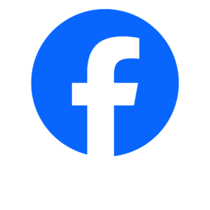 Facebook logo: white lowercase 'f' on a blue circle against a black background.
