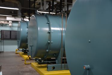 Boiler room with industrial boiler and burners